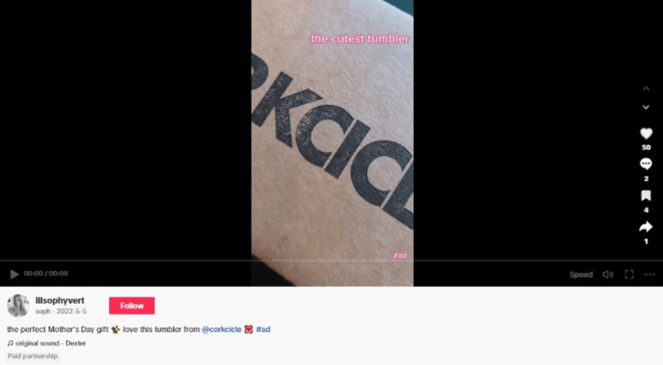 tiktok promotion highlighting corkcicle box packaging